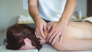 A lady having the best deep tissue massage in New York!