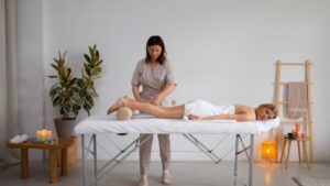 A therapist giving a Full Body Combination Massage in NYC.