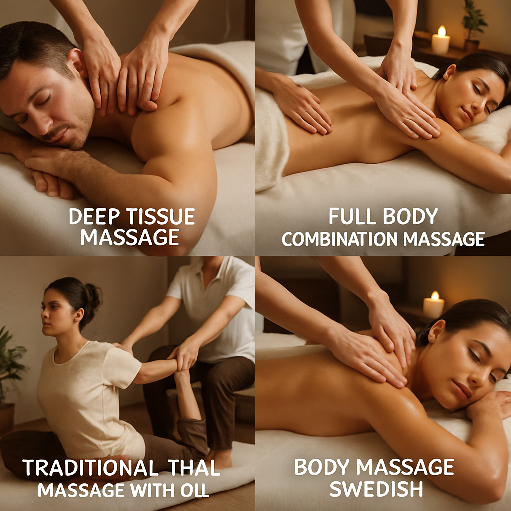 Difference Between Deep Tissue Massage Spa, Full Body Combination Massage, Traditional Thai Massage with Oil, Body Massage Swedish