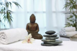 A traditional Thai massage therapy session focused on flexibility and relaxation